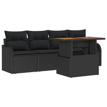 Tuinbankenset met opslag 5 pcs Zwart poly rattan