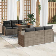 Tuinset poly rotan grijs modulair met opbergruimte
