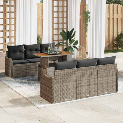 Tuin Sofa Set met opslag 7 pcs Grijs Poly riet