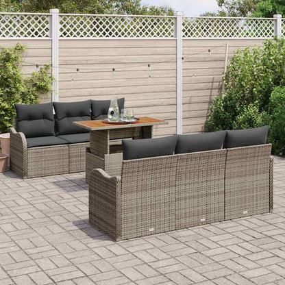 Tuin Sofa Set met opslag 7 pcs Grijs Poly riet