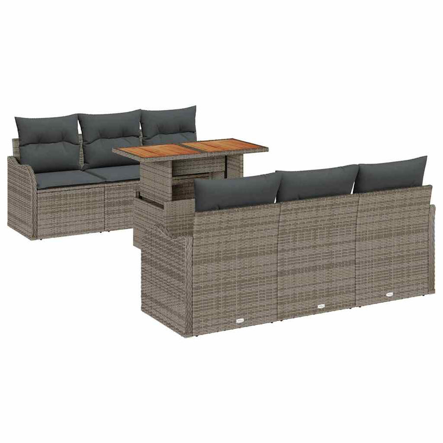 Tuin Sofa Set met opslag 7 pcs Grijs Poly riet