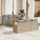 Loungeset poly riet beige 7-delig met opbergruimte