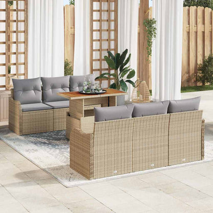 Tuin Sofa Set met opslag 7 pcs Beige Poly riet