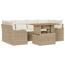 Tuin Sofa Set met opslag 7 pcs Beige Poly riet