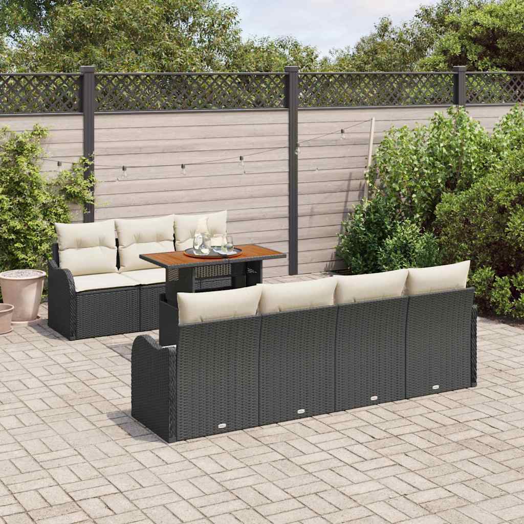 Tuin Sofa Set met opslag 8 pcs Zwart Poly riet