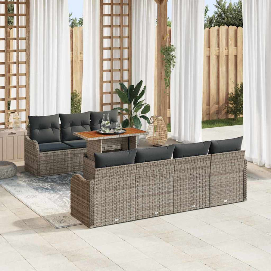 Tuin Sofa Set met opslag 8 pcs Grijs Poly riet