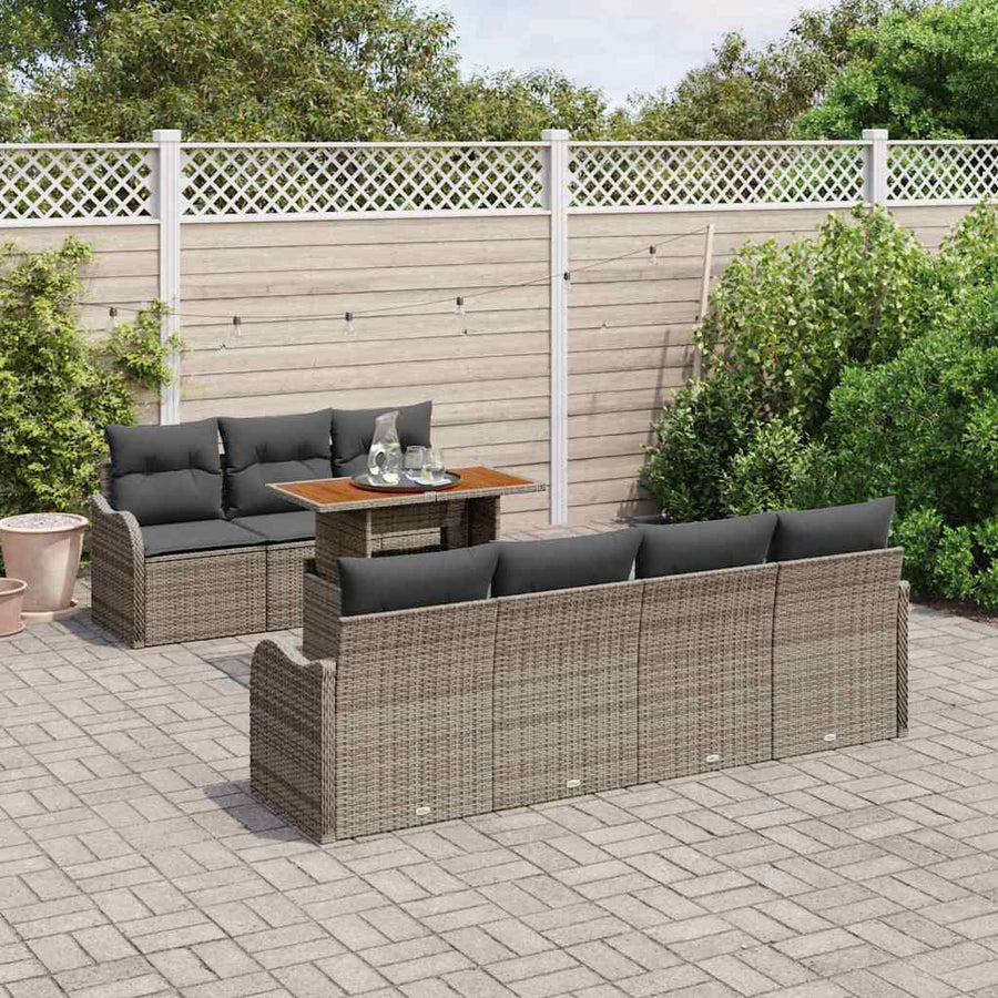 Tuin Sofa Set met opslag 8 pcs Grijs Poly riet