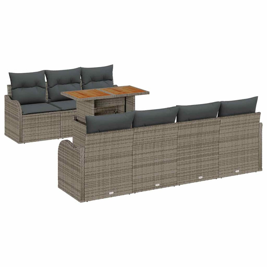 Tuin Sofa Set met opslag 8 pcs Grijs Poly riet