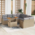 Garden Sofa Set with Storage 9 pcs Beige Poly Rattan