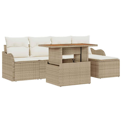 Tuin Sofa Set met opslag 6 pcs Beige Poly riet