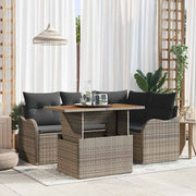 Tuinset poly riet grijs modulair met opbergruimte