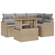 Tuin Sofa Set Met Opslag 5 Pcs Poly Riet beige en lichtgrijs