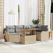 Tuinset poly rotan 6-delig beige modulair