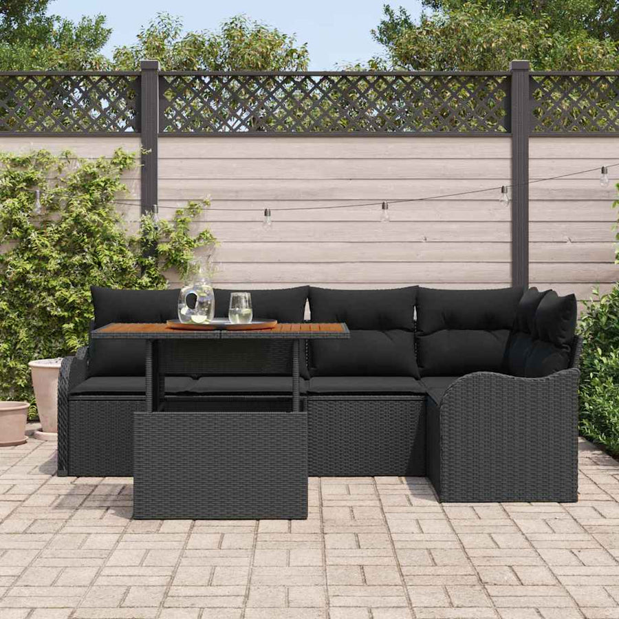 Tuin Sofa Set met opslag 6 pcs Zwart Poly riet