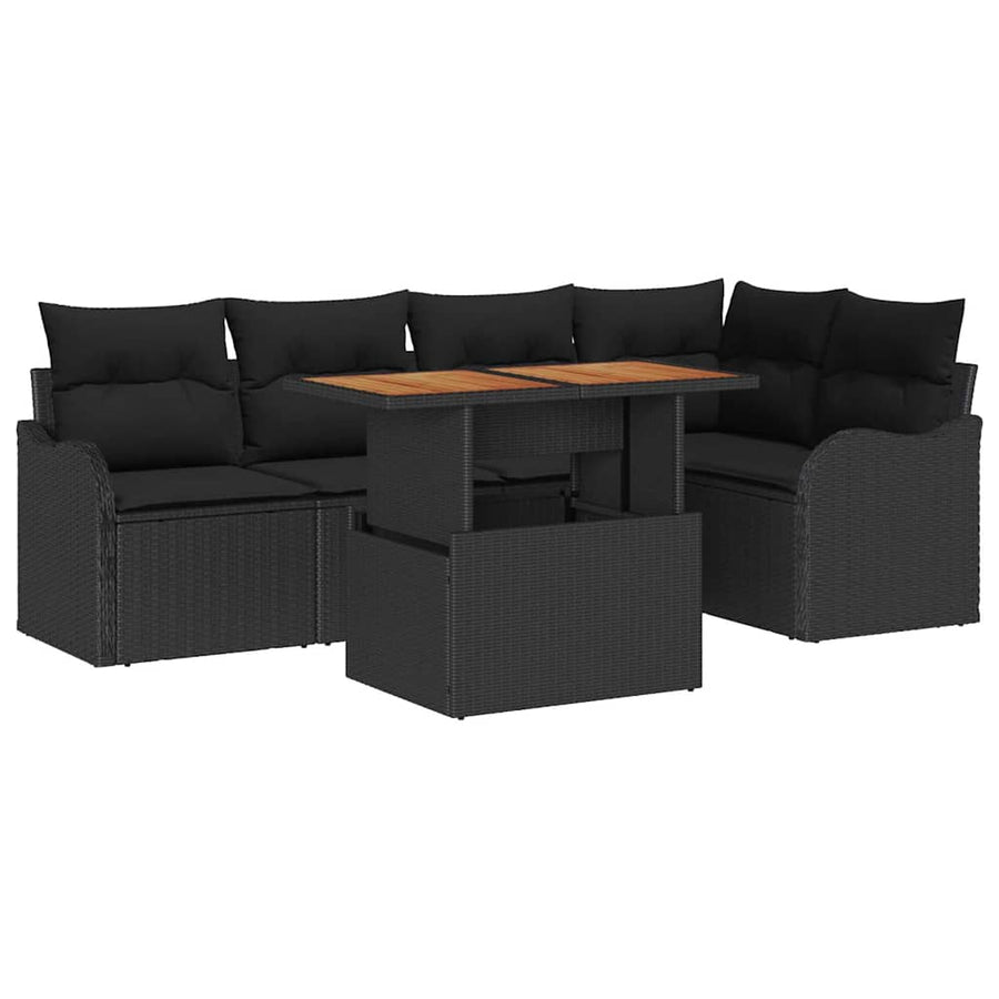 Tuin Sofa Set met opslag 6 pcs Zwart Poly riet