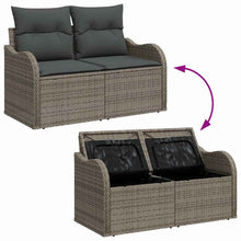 Tuin Sofa Set met opslag 9 pcs Grijs Poly riet