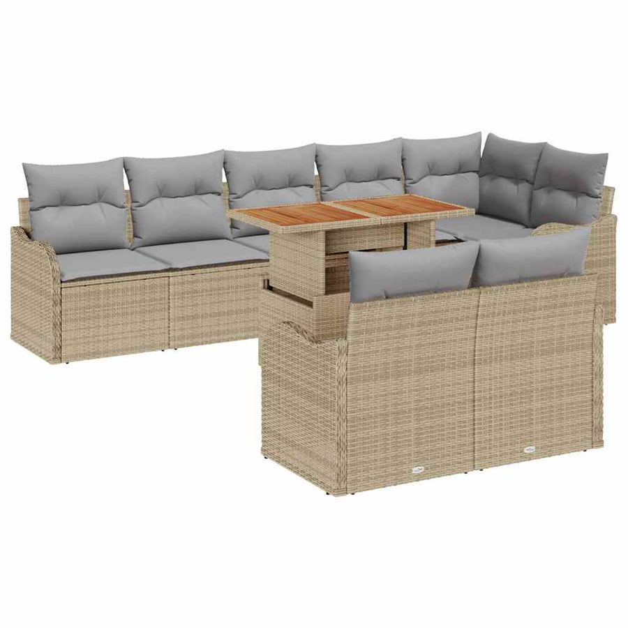 Tuin Sofa Set Met Opslag 9 Pcs Poly Riet beige en lichtgrijs