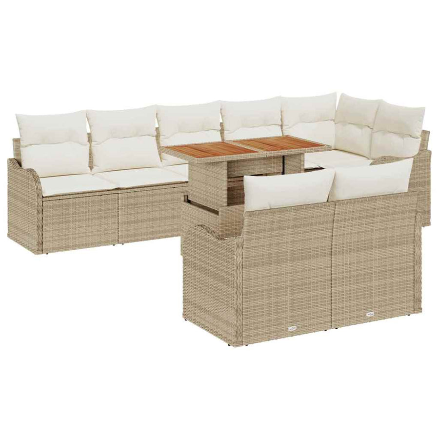 Tuin Sofa Set met opslag 9 pcs Beige Poly riet
