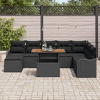 Loungeset poly riet 7 zitplaatsen zwart