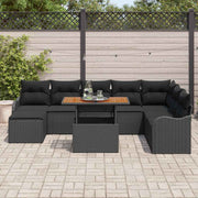 Loungeset poly riet 7 zitplaatsen zwart