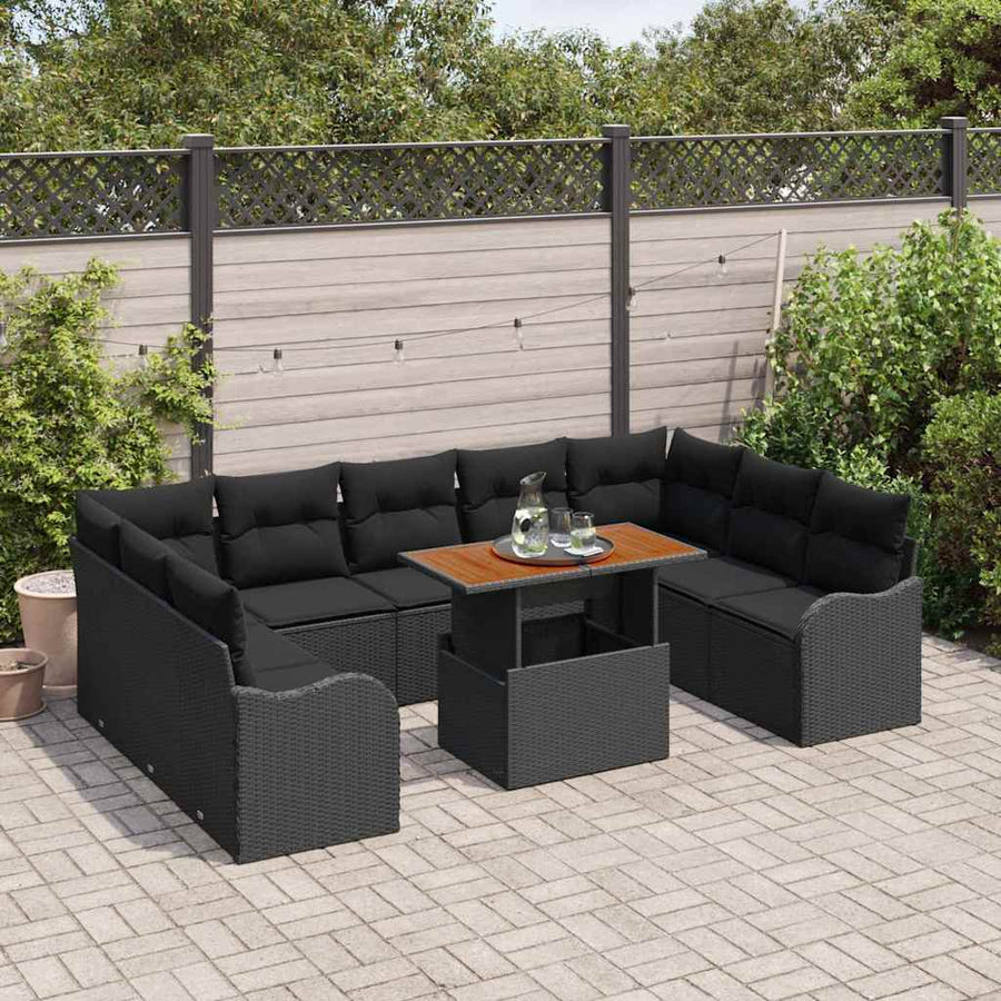 Tuin Sofa Set met opslag 10 pcs Zwart Poly riet