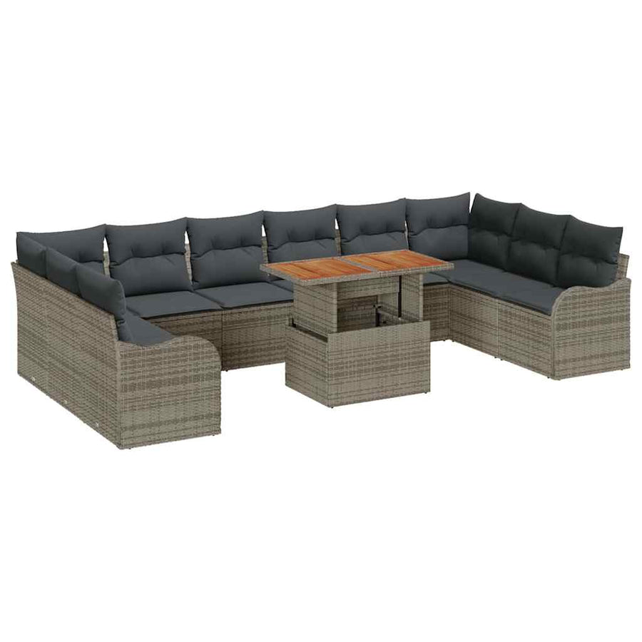 Tuin Sofa Set met opslag 11 pcs Grijs Poly riet