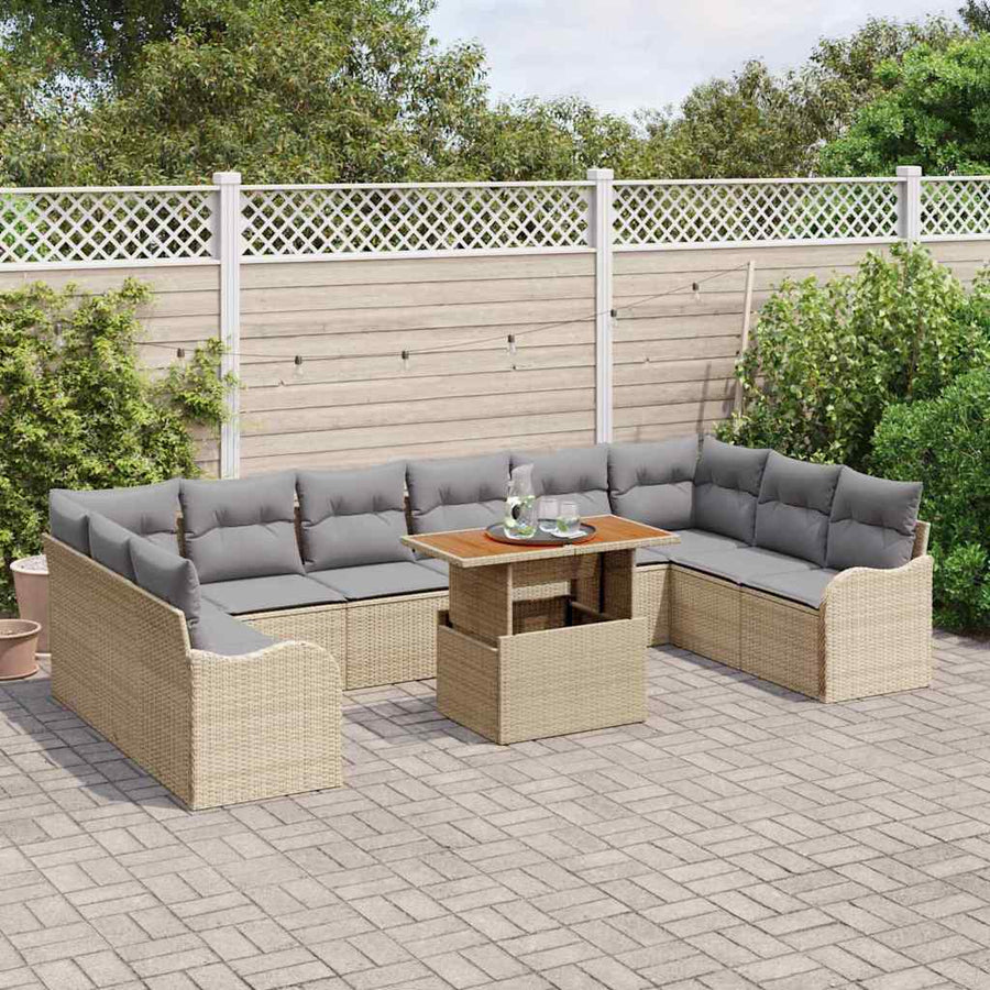 Tuin Sofa Set met opslag 11 pcs Beige Poly riet