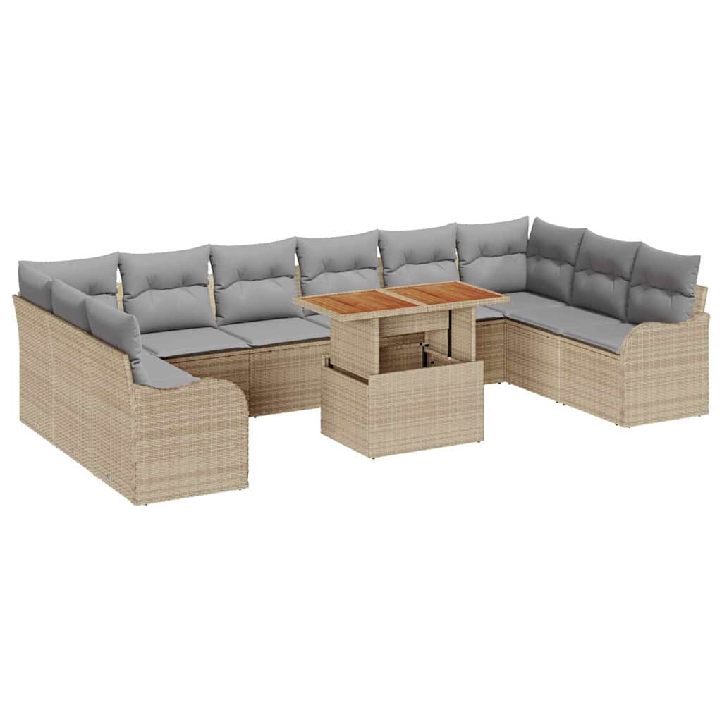 Tuin Sofa Set met opslag 11 pcs Beige Poly riet