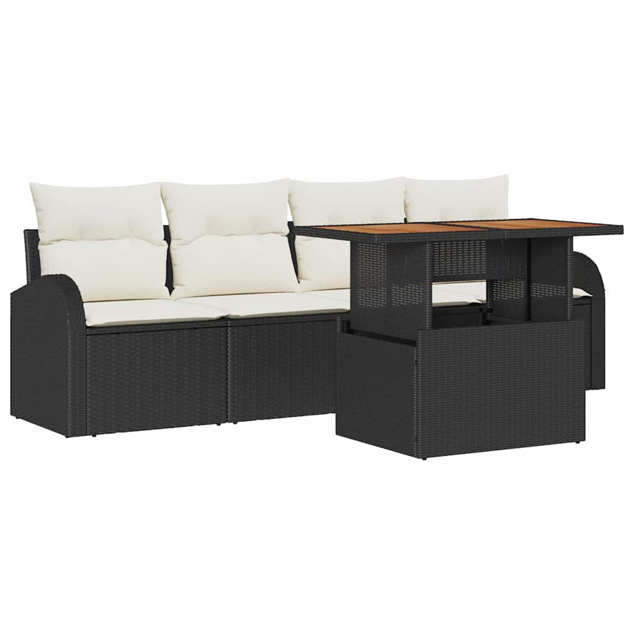 Tuin Sofa Set met opslag 5 pcs Zwart Poly riet