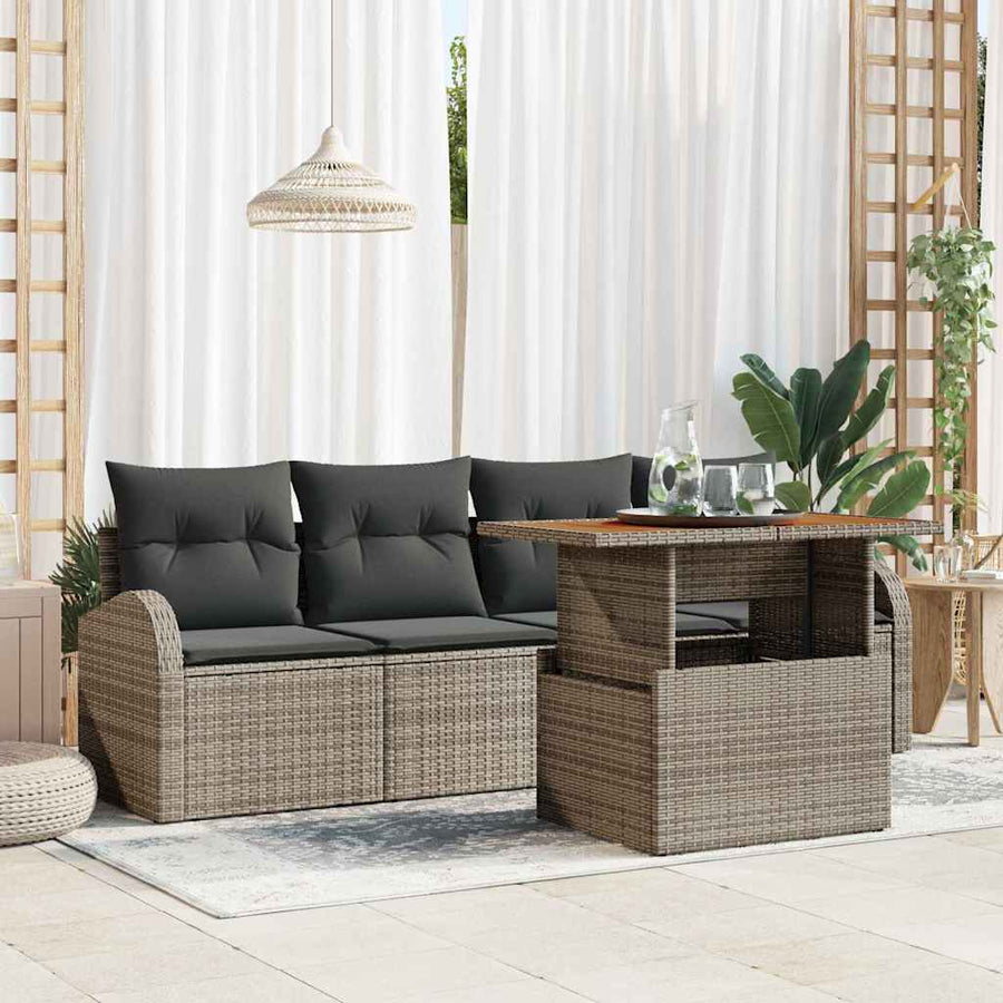 Tuin Sofa Set met opslag 5 pcs Grijs Poly riet