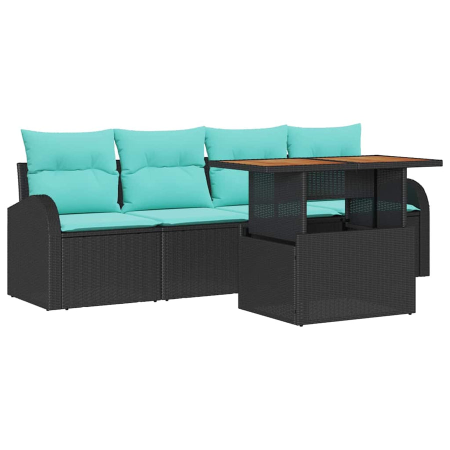 Tuin Sofa Set met opslag 5 pcs Zwart Poly riet