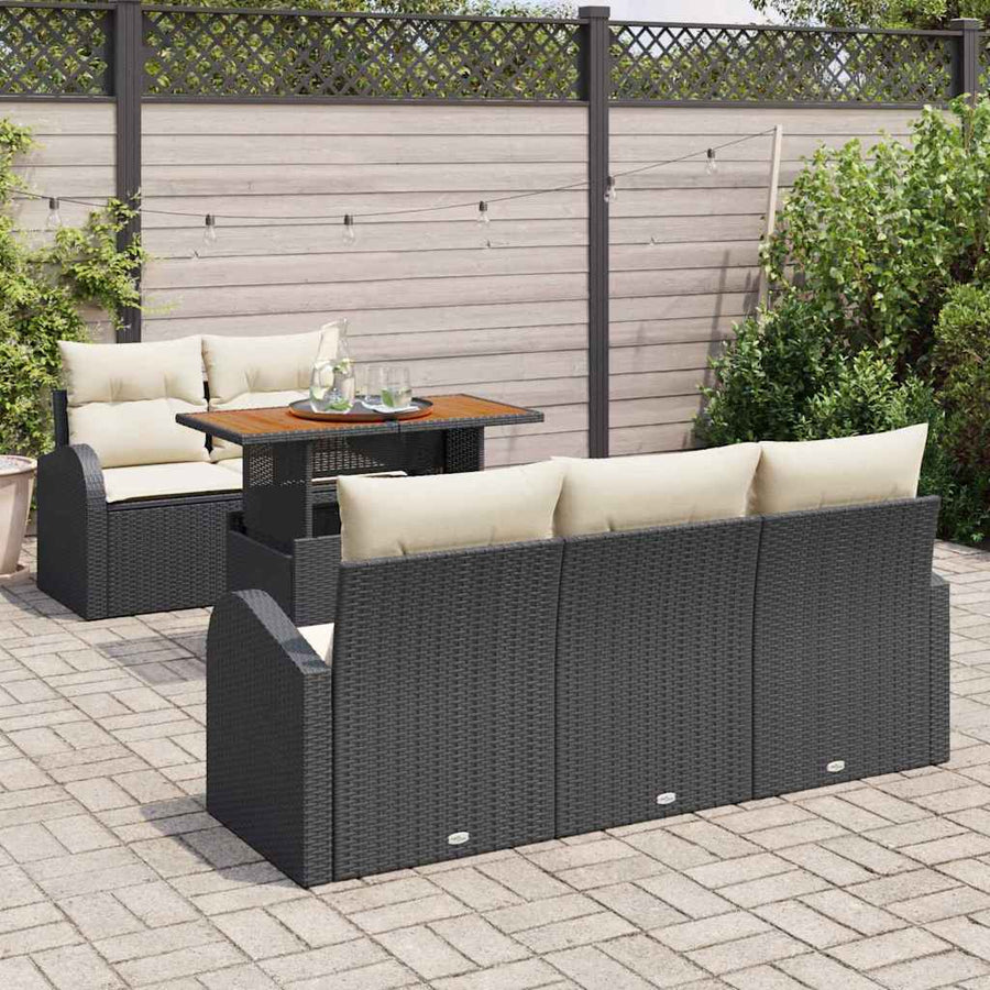 Tuin Sofa Set met opslag 6 pcs Zwart Poly riet