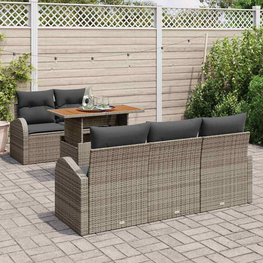 Tuin Sofa Set met opslag 6 pcs Grijs Poly riet