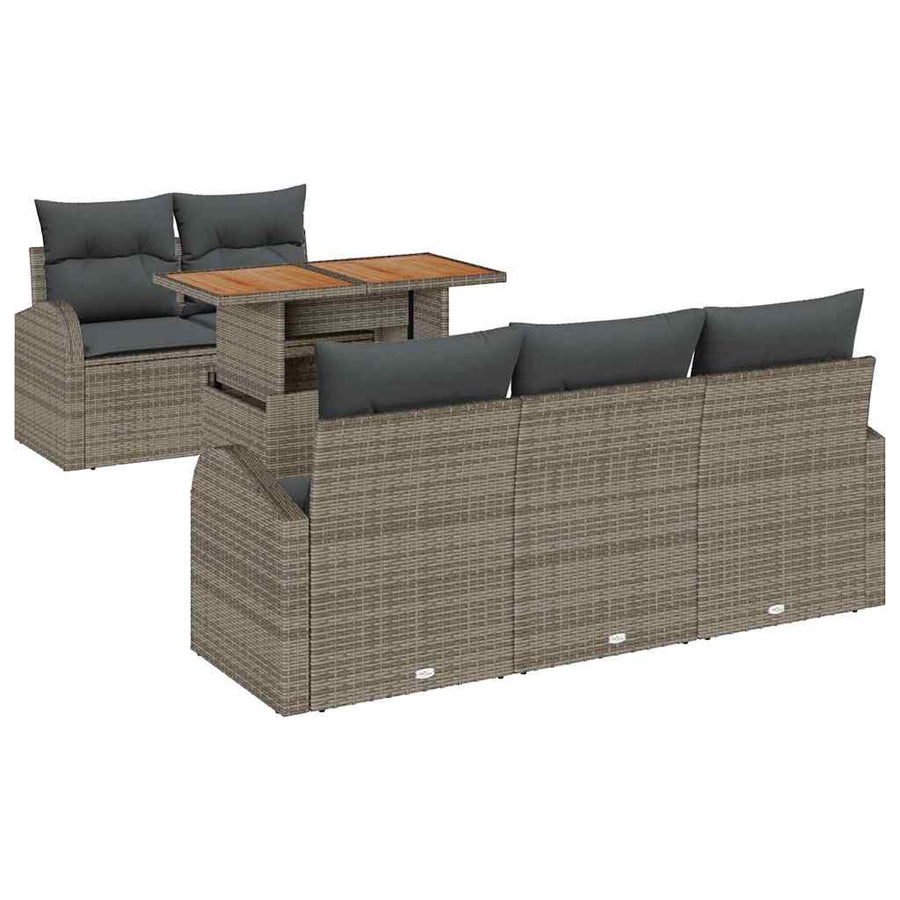 Tuin Sofa Set met opslag 6 pcs Grijs Poly riet