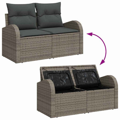 Tuin Sofa Set met opslag 6 pcs Grijs Poly riet