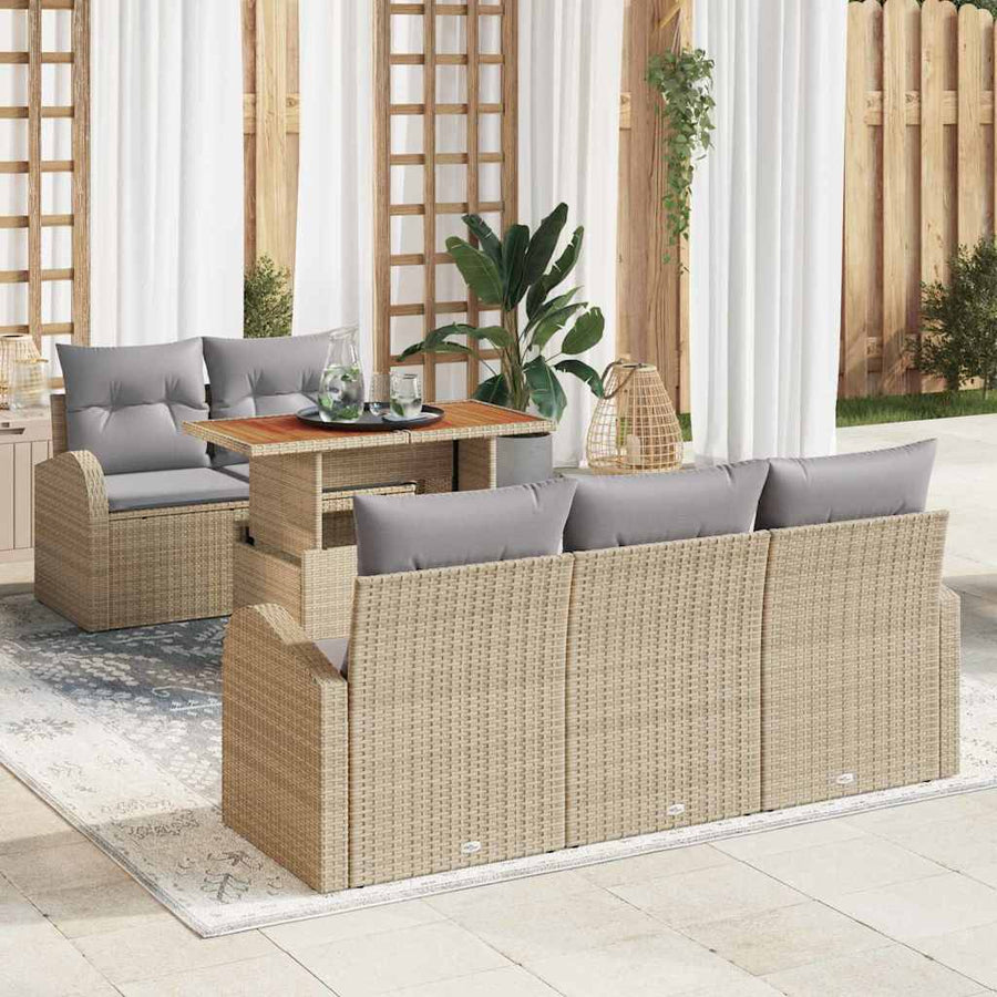Tuin Sofa Set met opslag 6 pcs Beige Poly riet