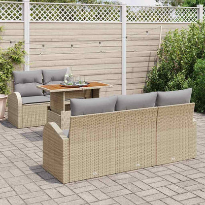 Tuin Sofa Set met opslag 6 pcs Beige Poly riet