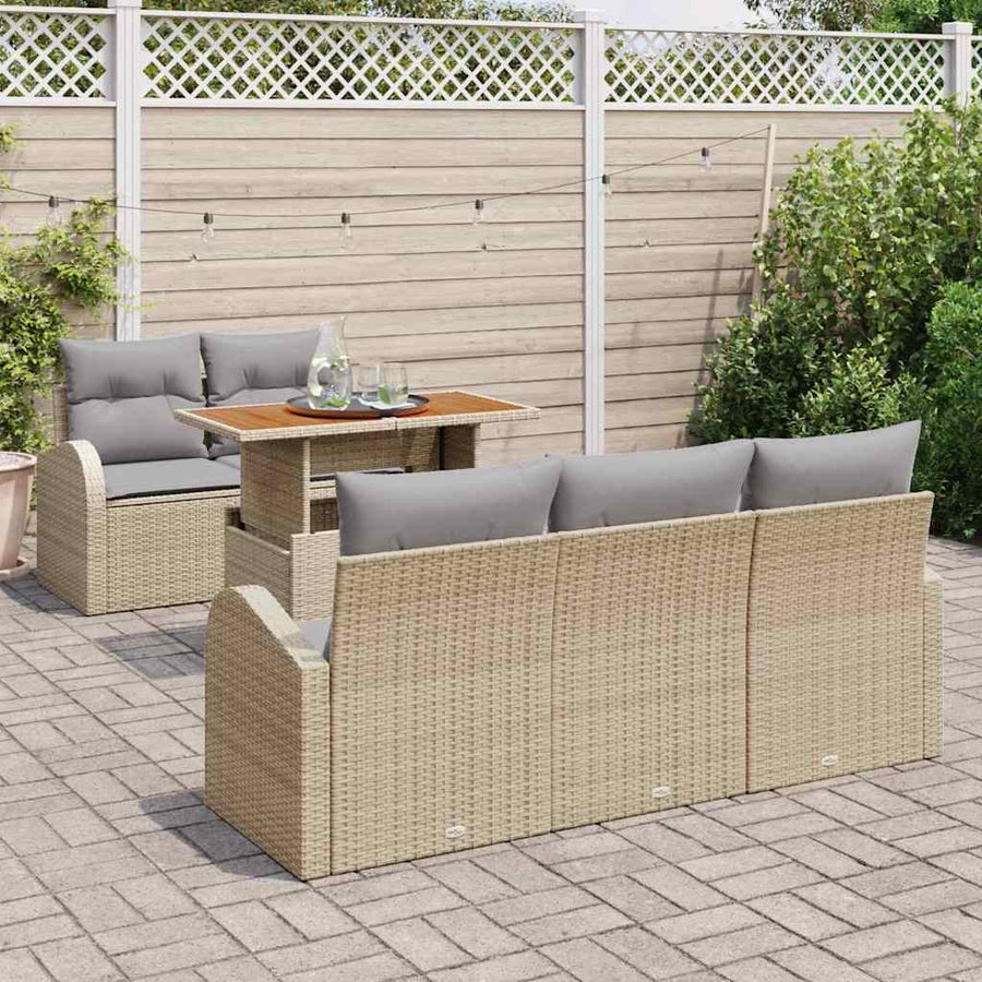 Tuin Sofa Set met opslag 6 pcs Beige Poly riet