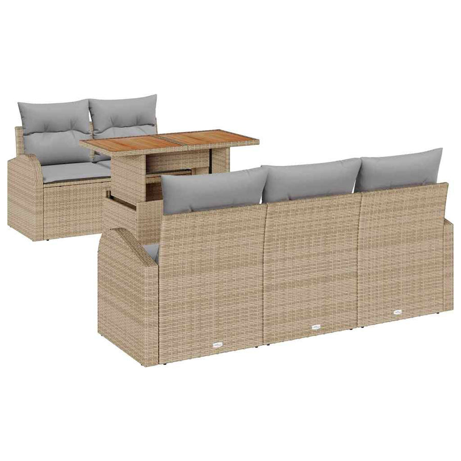Tuin Sofa Set met opslag 6 pcs Beige Poly riet