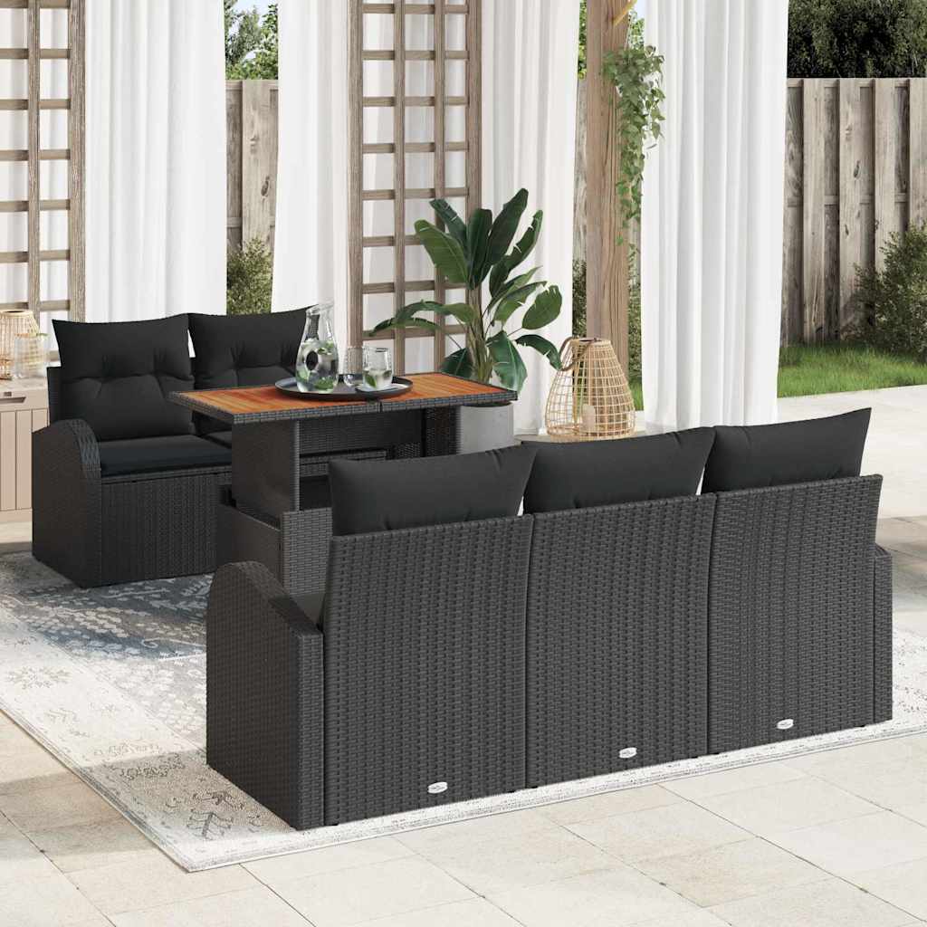 Tuin Sofa Set met opslag 6 pcs Zwart Poly riet