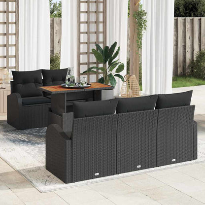 Tuin Sofa Set met opslag 6 pcs Zwart Poly riet