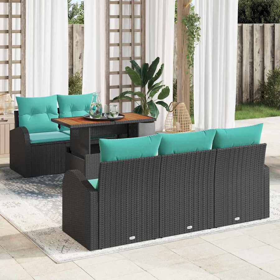 Tuin Sofa Set met opslag 6 pcs Zwart Poly riet