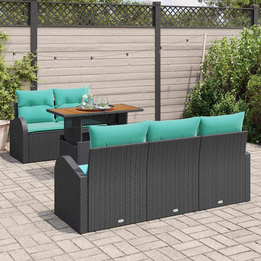 Tuin Sofa Set met opslag 6 pcs Zwart Poly riet