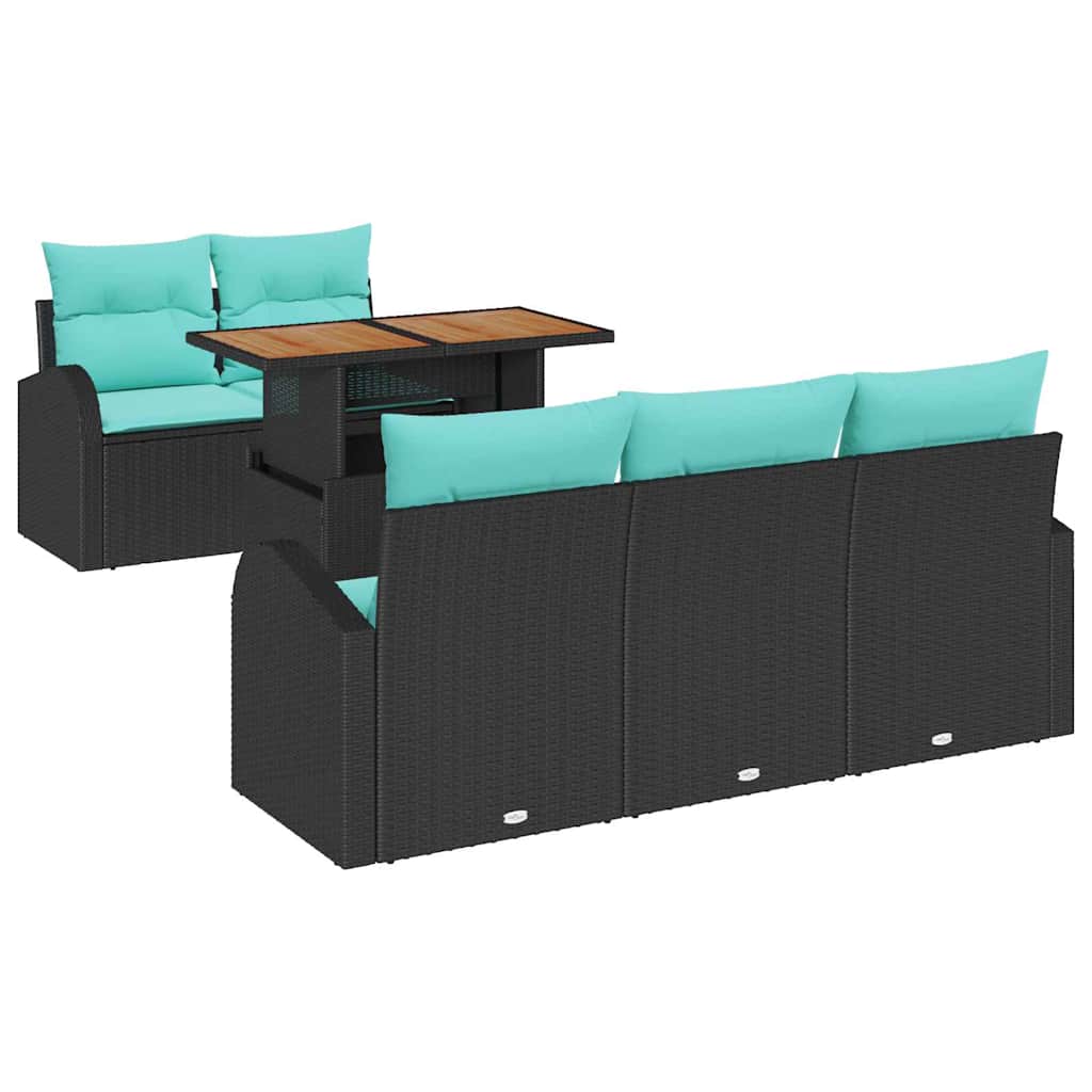 Tuin Sofa Set met opslag 6 pcs Zwart Poly riet