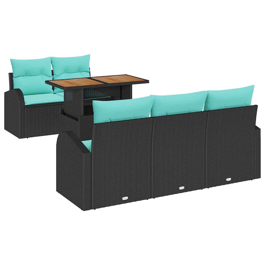Tuin Sofa Set met opslag 6 pcs Zwart Poly riet