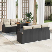 Tuinset poly riet 7-delig zwart