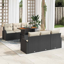 Tuin Sofa Set met opslag 7 pcs Zwart Poly riet