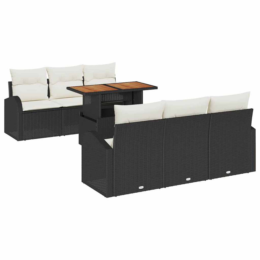 Tuin Sofa Set met opslag 7 pcs Zwart Poly riet