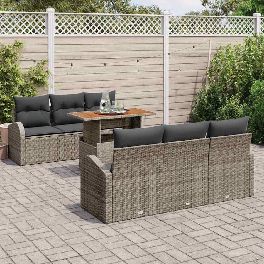 Tuin Sofa Set met opslag 7 pcs Grijs Poly riet