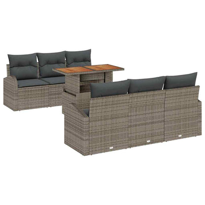 Tuin Sofa Set met opslag 7 pcs Grijs Poly riet